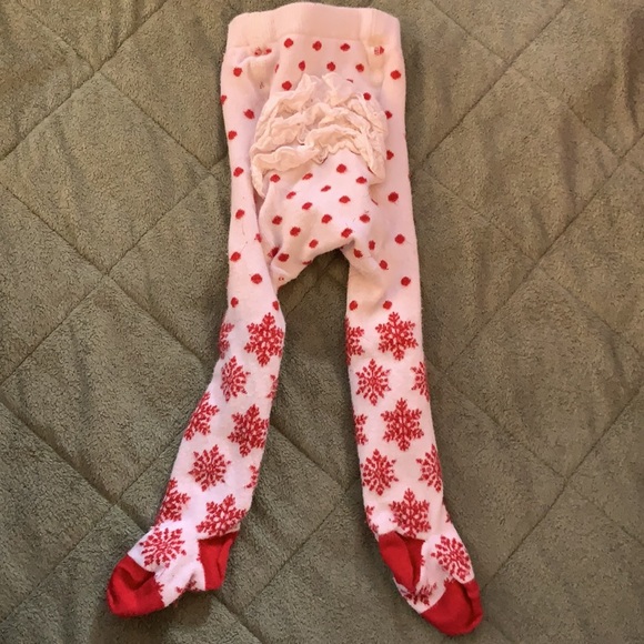 Red velvety HA dress size 6-12 months with matching ruffle butt tights - Picture 4 of 5